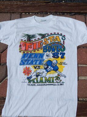 intage 1987 Penn State vs Miami Fiesta Bowl Game College Football T Shirt Medium